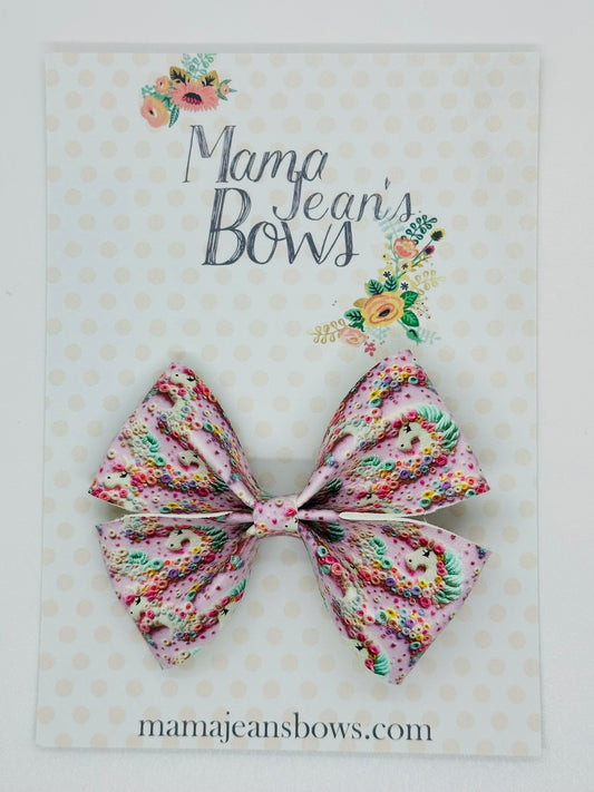 Embroidered Unicorns Taylor Hair Bow