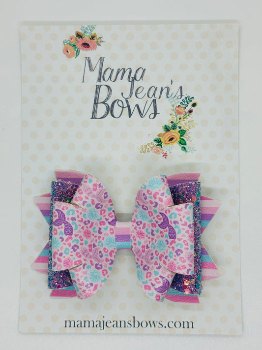 Mermaid Cheetah Jade Hair Bow