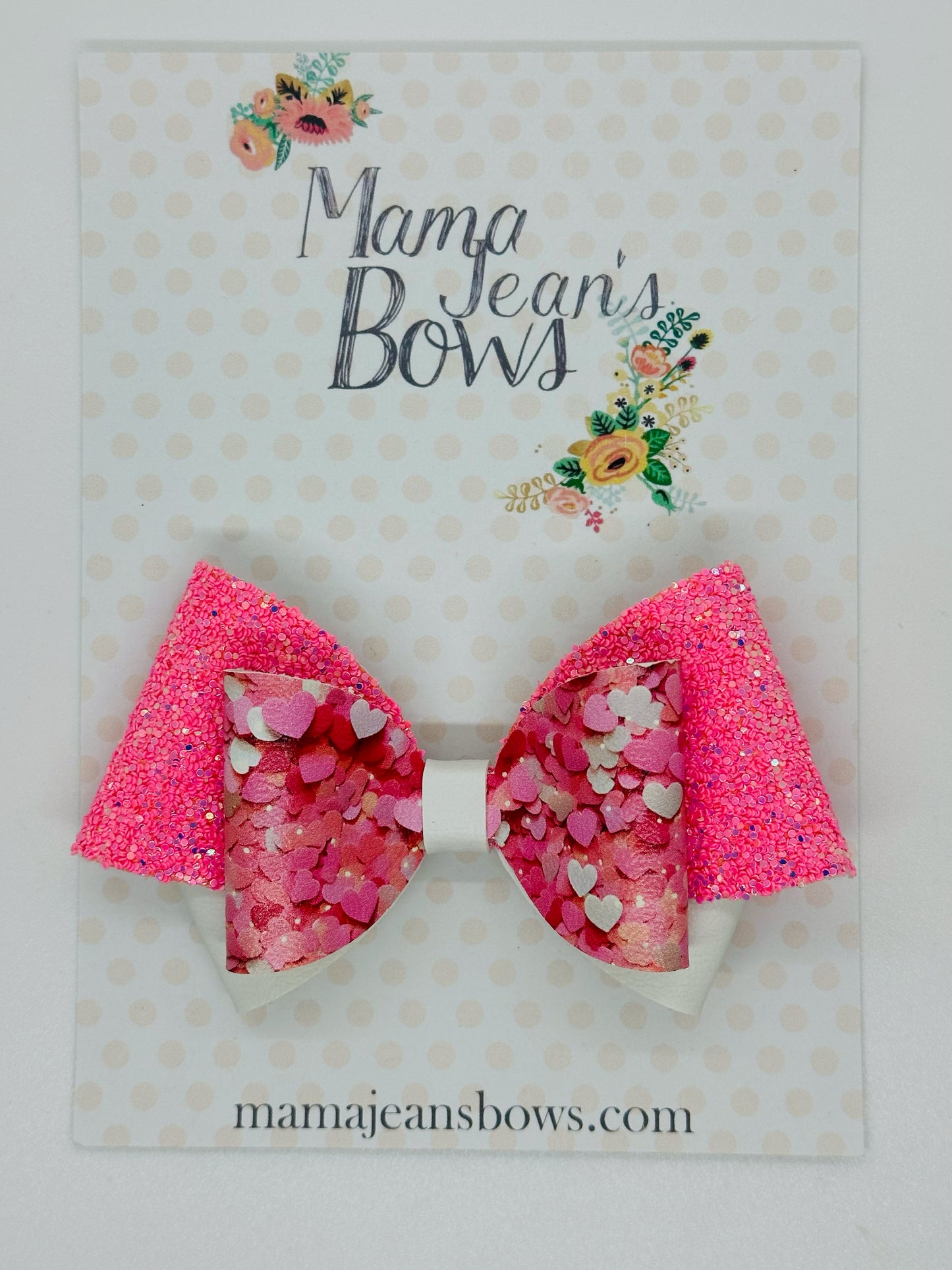 Pink Sequin Hearts Breann Hair Bow