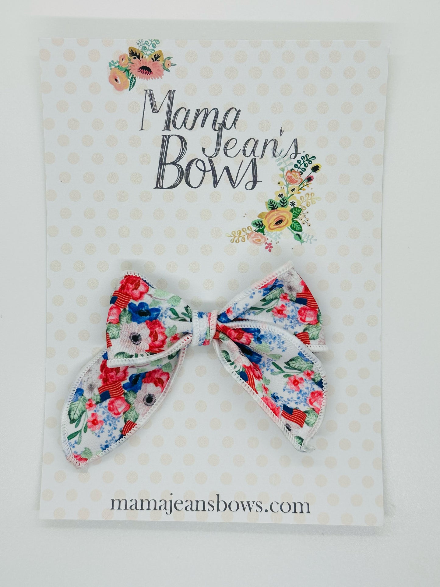 Mini American Floral Hand Tied Hair Bow