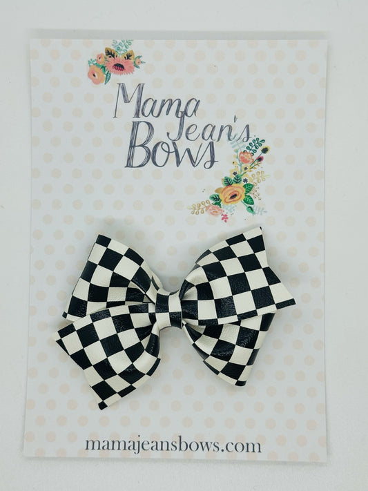 Black and White Checkered Whitley Hair Bow