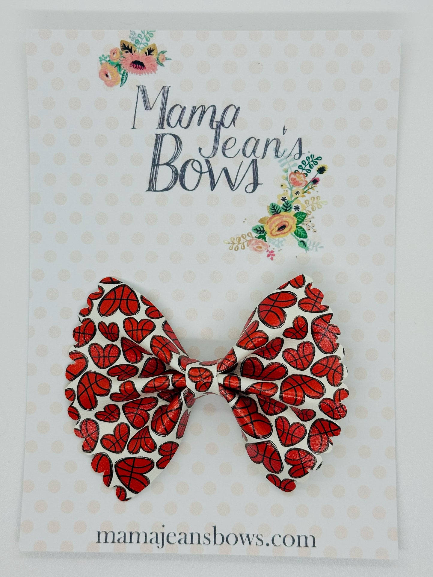 Basketball Hearts Pinch Hair Bow