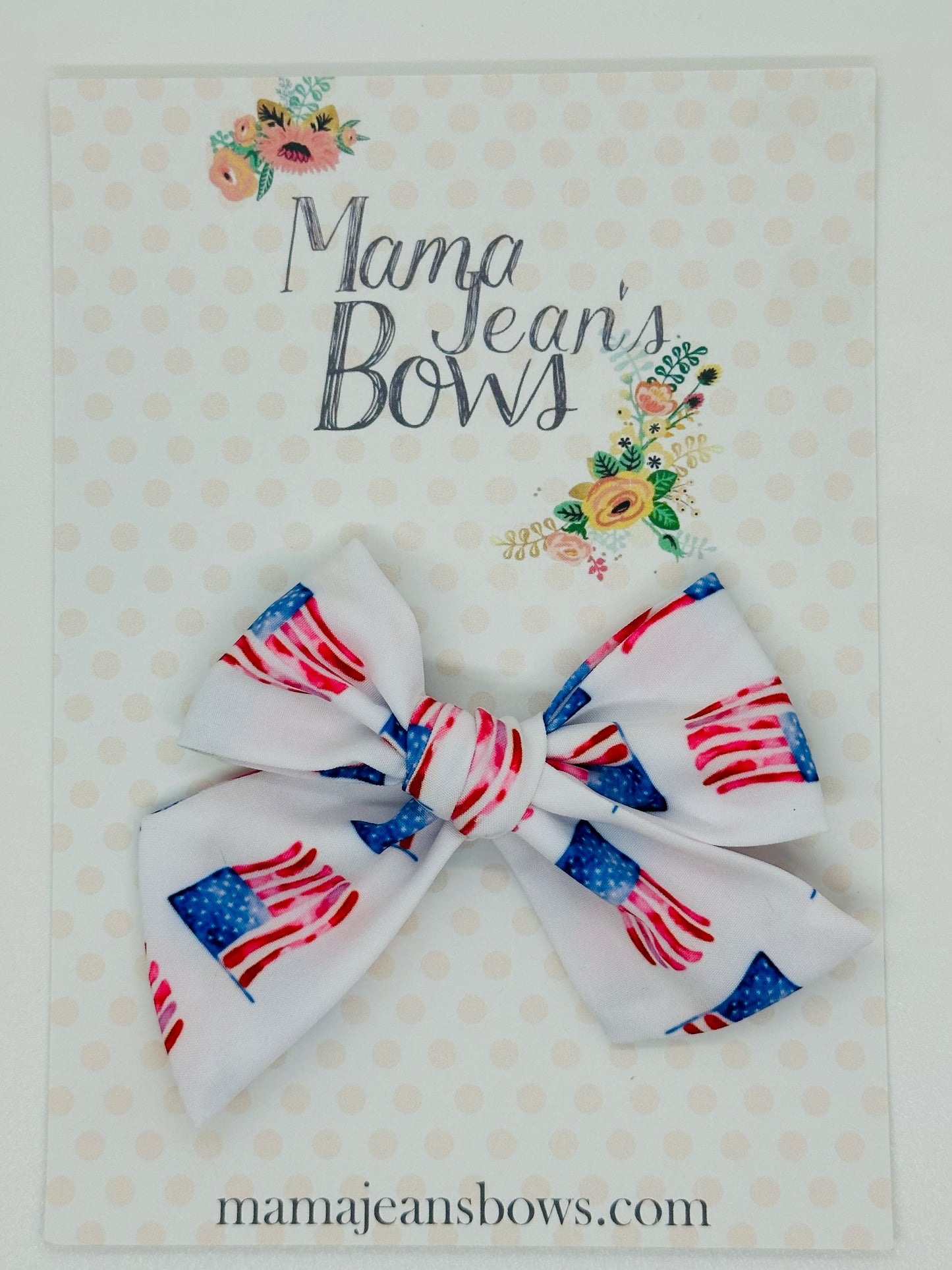 American Flag Hand Tied Hair Bow