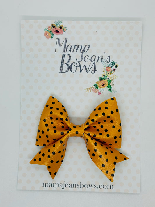 Mustard Black Dots Carissa Hair Bow