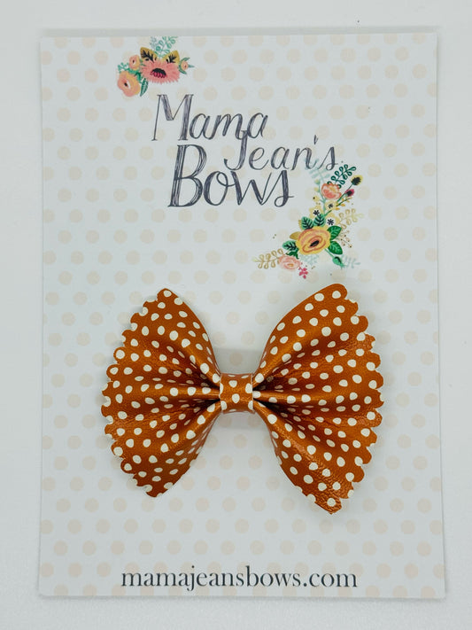 Orange Harvest Dots Pinch Hair Bow