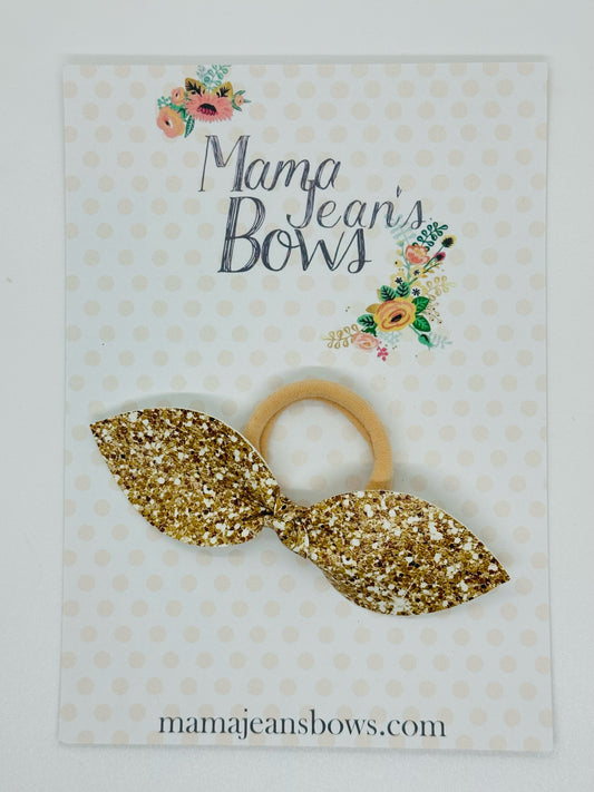 Gold Glitter Knot Hair Bow