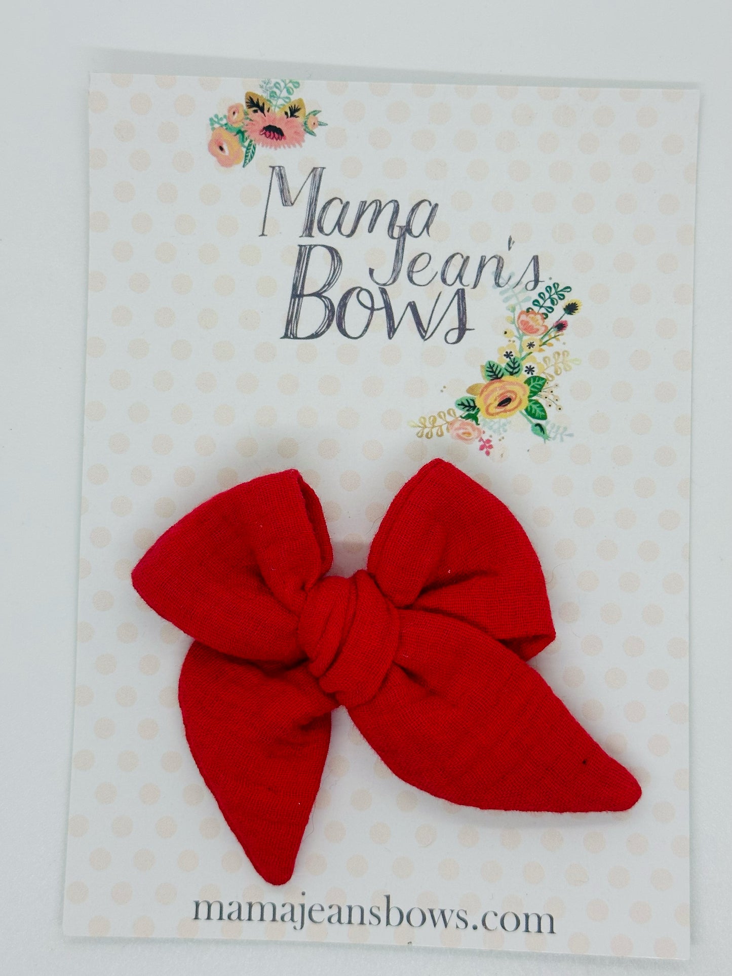 Red Hand Tied Hair Bow