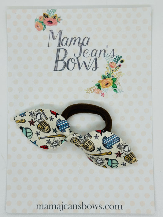 Retro Baseball Knot Hair Bow