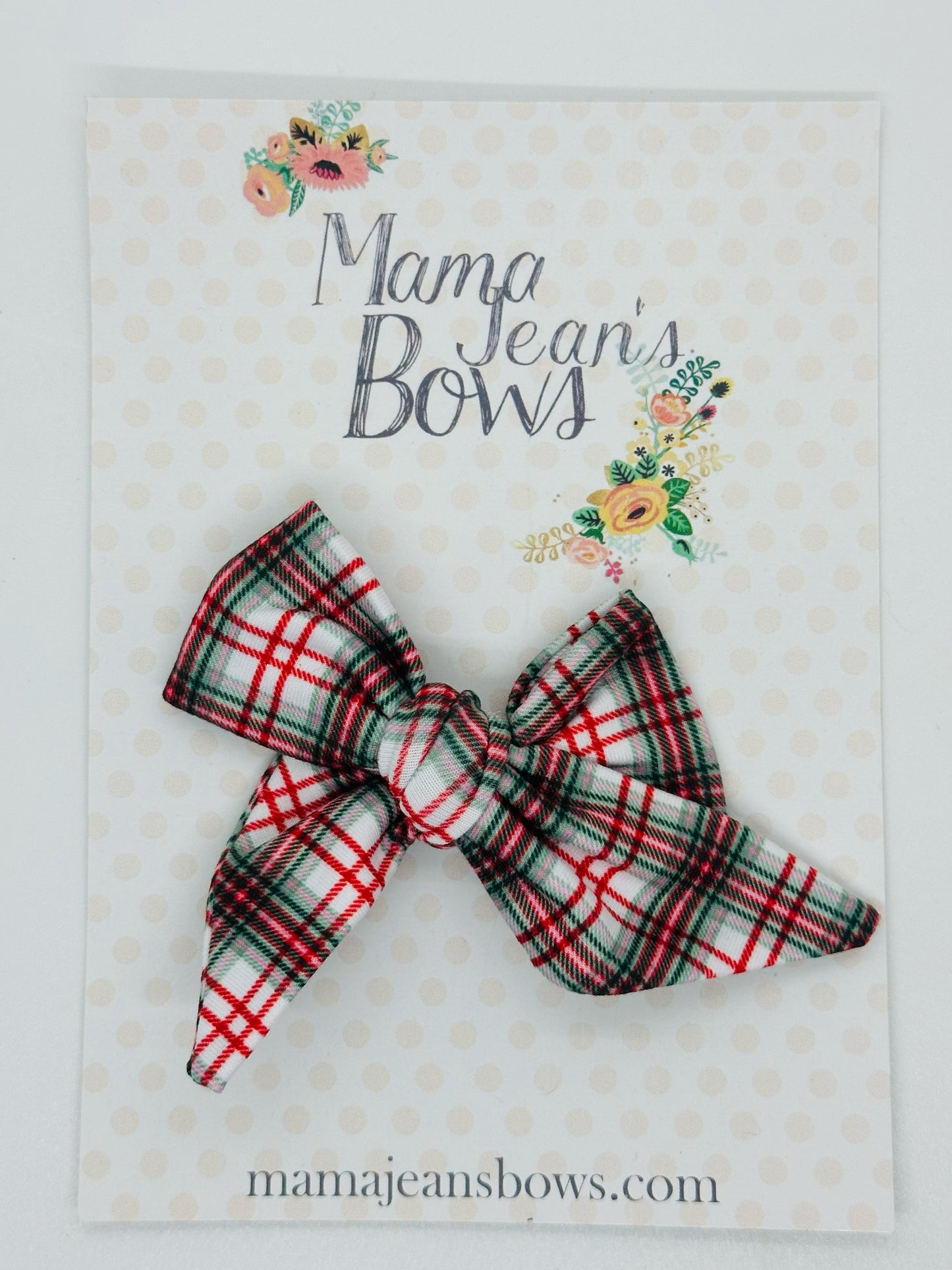 Christmas Plaid Hand Tied Hair Bow