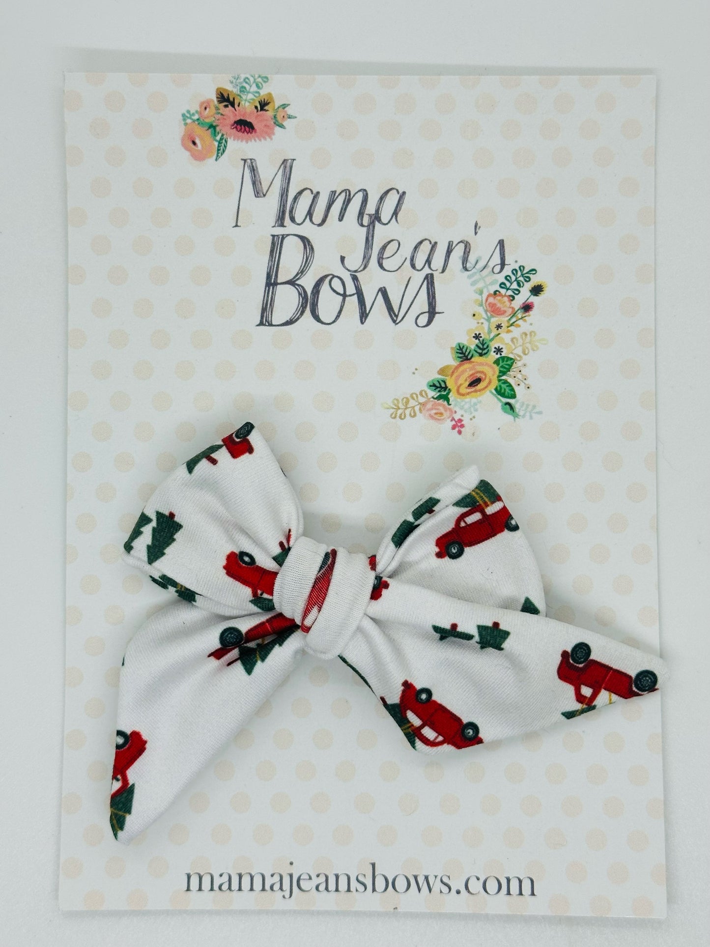 Christmas Tree Picking Hand Tied Hair Bow