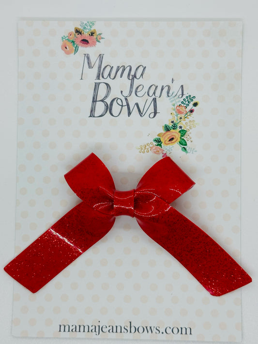 Glossy Red Glitter Lux Hair Bow