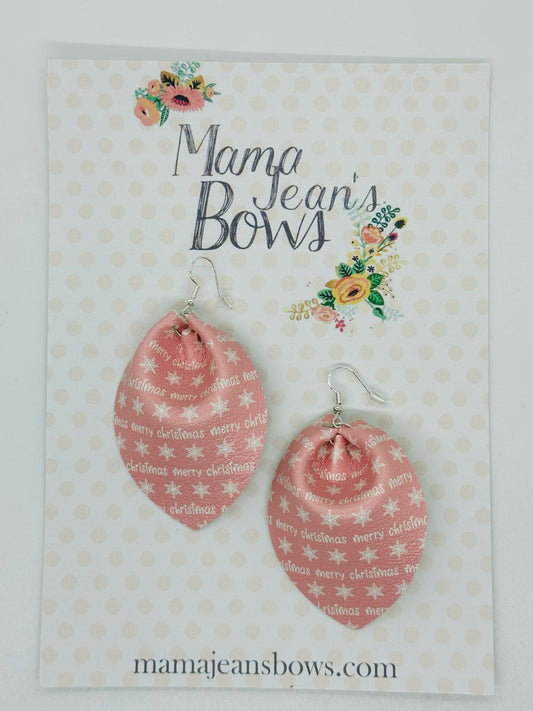 Pink Merry Christmas Earrings