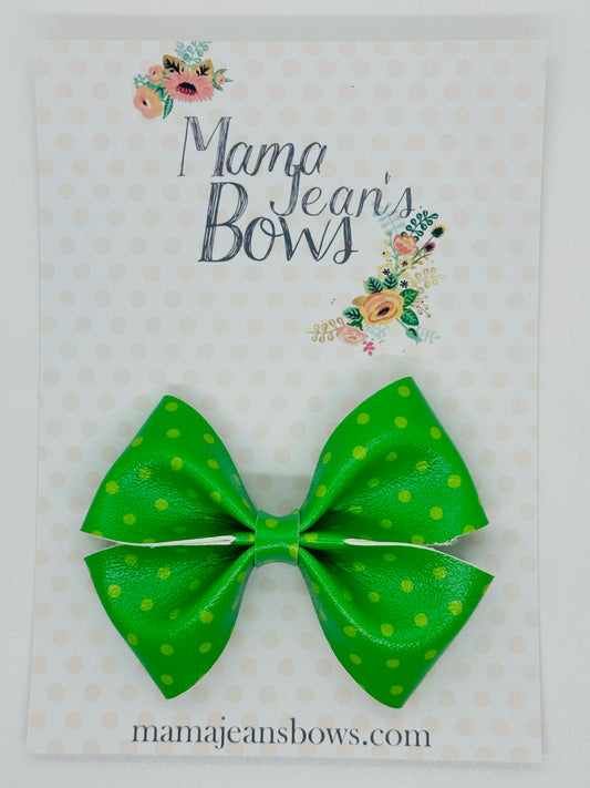 Green Polka Dots Taylor Hair Bow