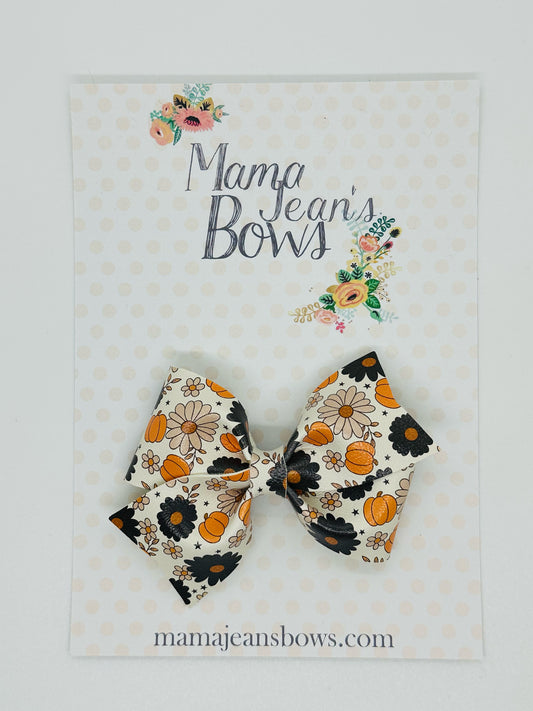 Black and Cream Pumpkins Whitley Hair Bow