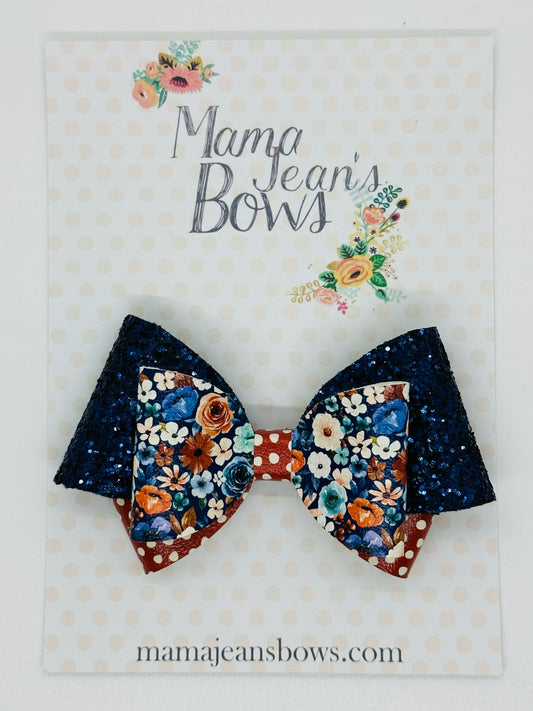 Blushing Blue Floral Breann Hair Bow