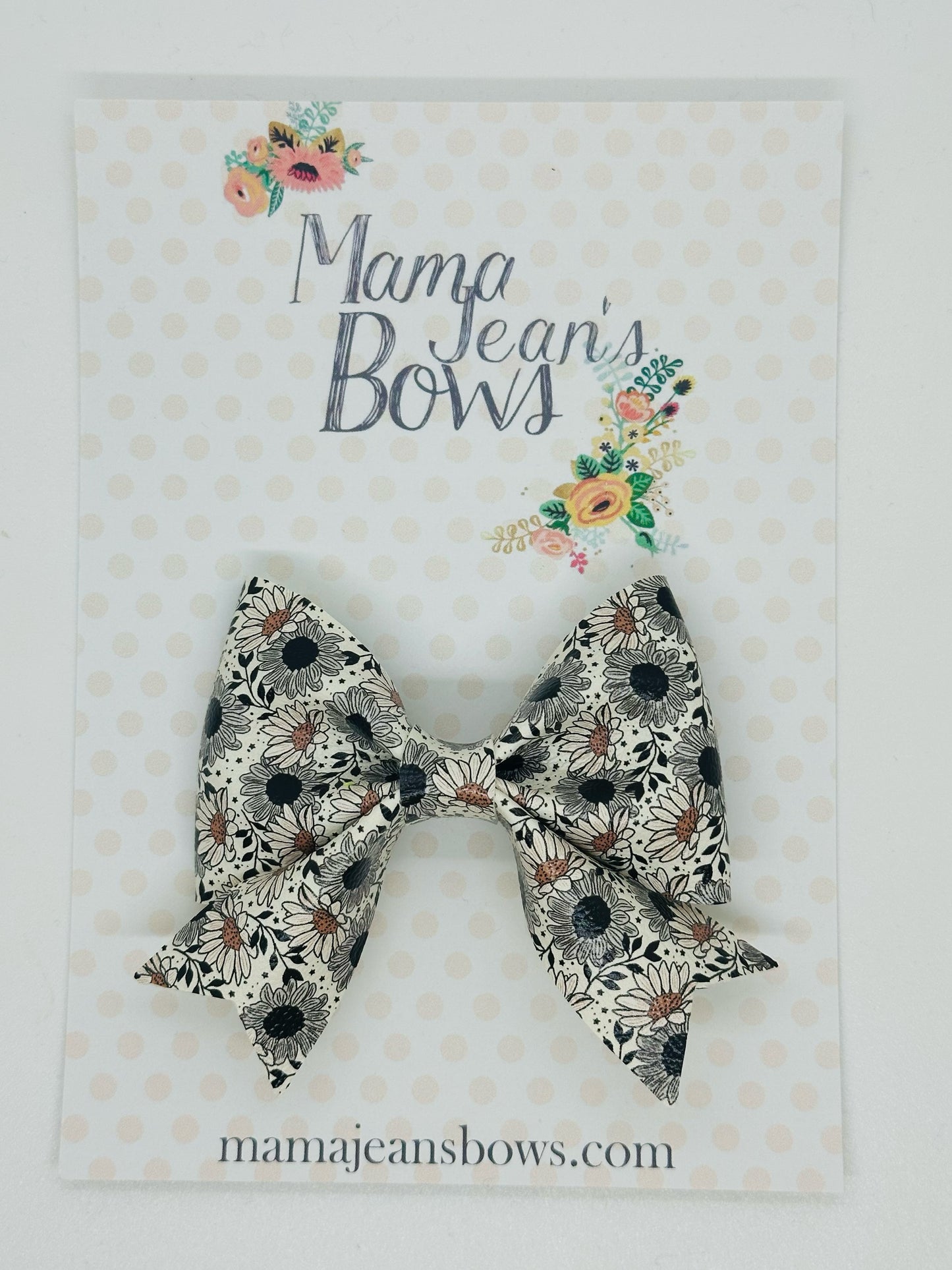 Black and Cream Sunflowers Carissa Hair Bow