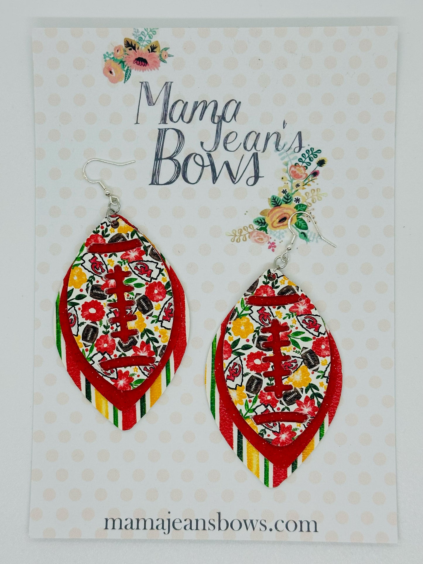 KC Floral Football Earrings