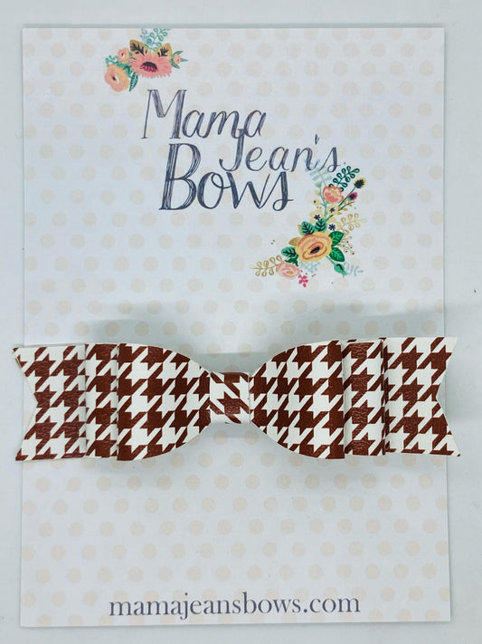 Brown Houndstooth Gloria Hair Bow