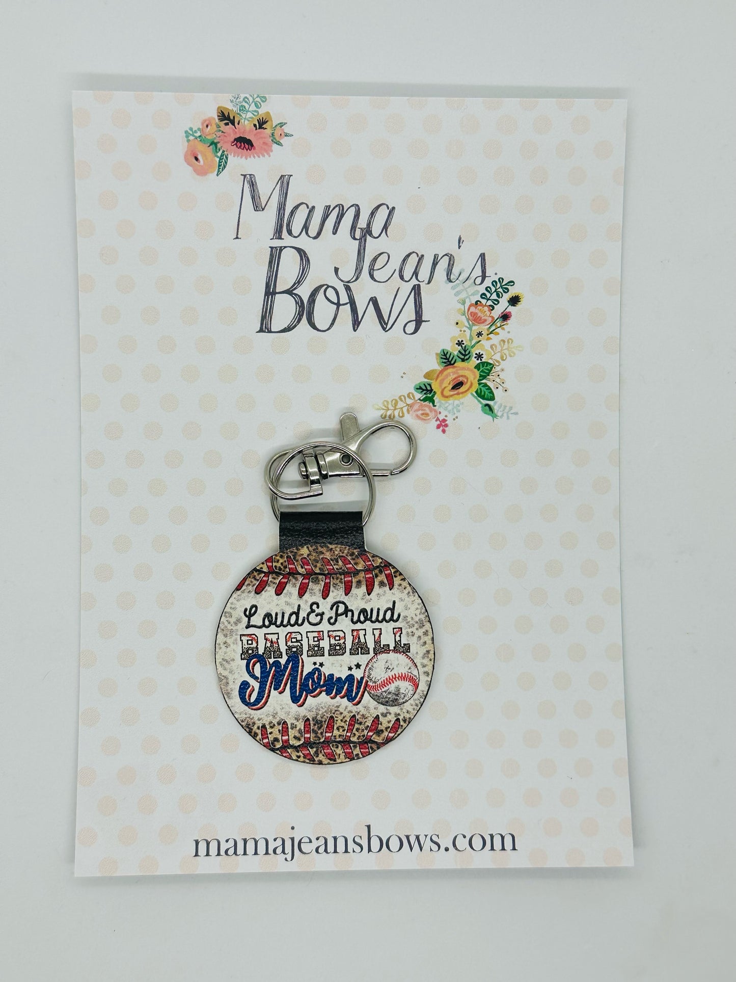 Leopard Loud and Proud Baseball Mom Keychain