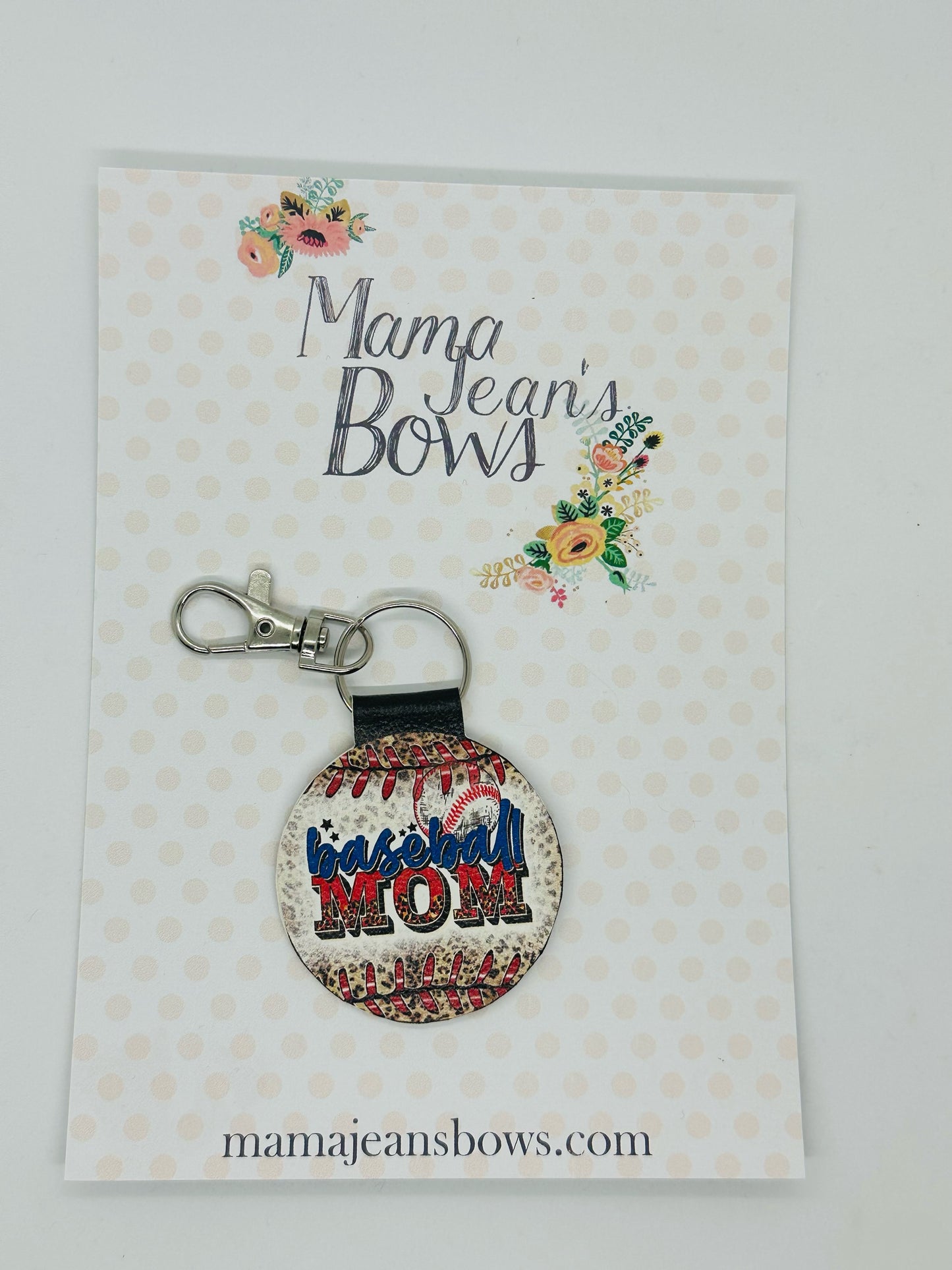 Leopard Baseball Mom Keychain