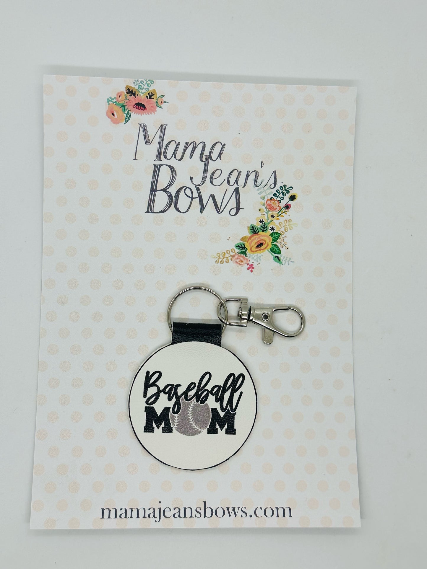 Black and Grey Baseball Mom Keychain