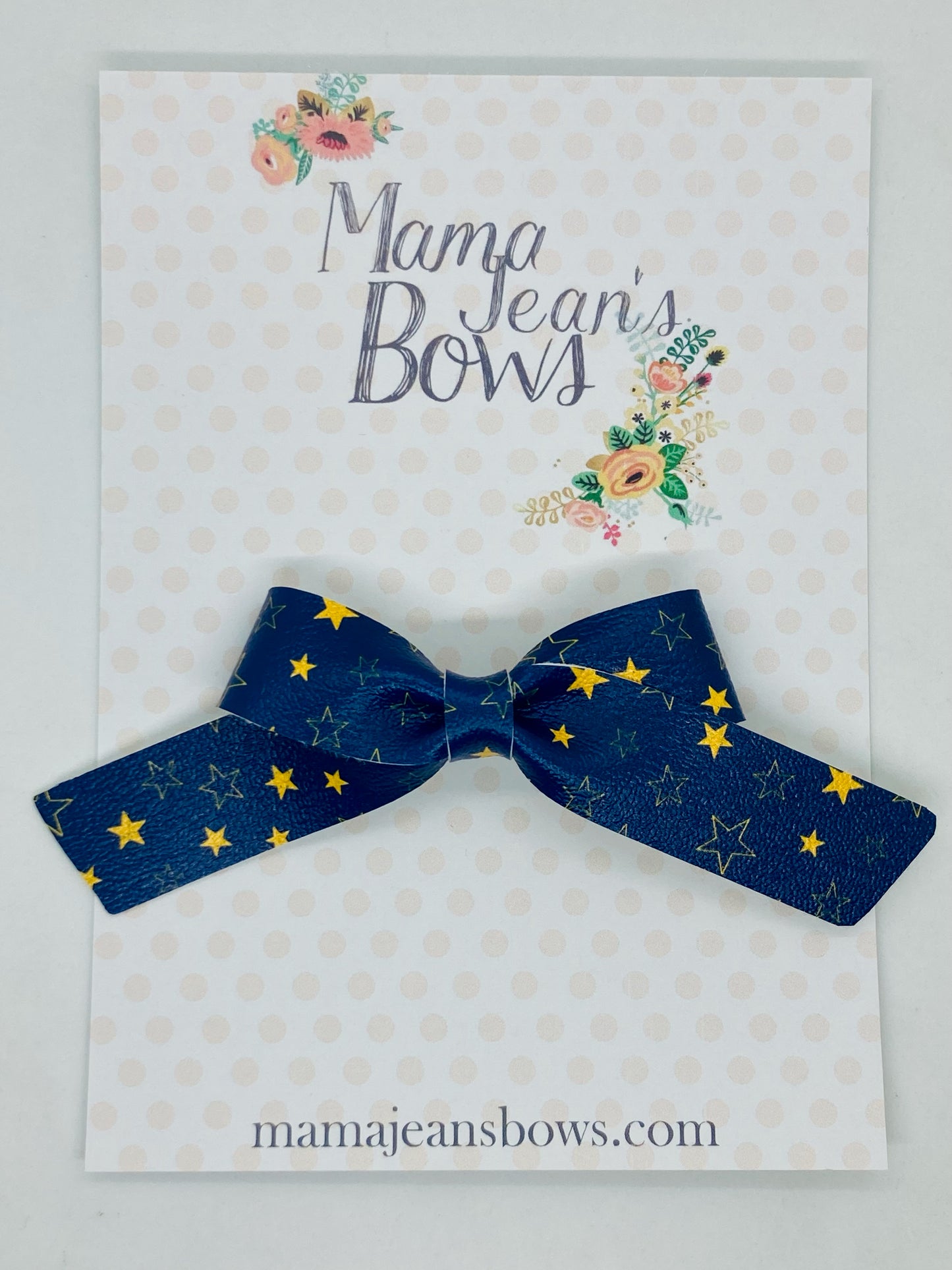 Navy and Gold Stars Lux Hair Bow