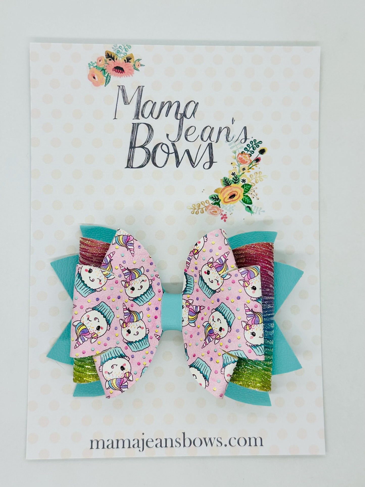 Unicorn Cupcakes Jade Hair Bow