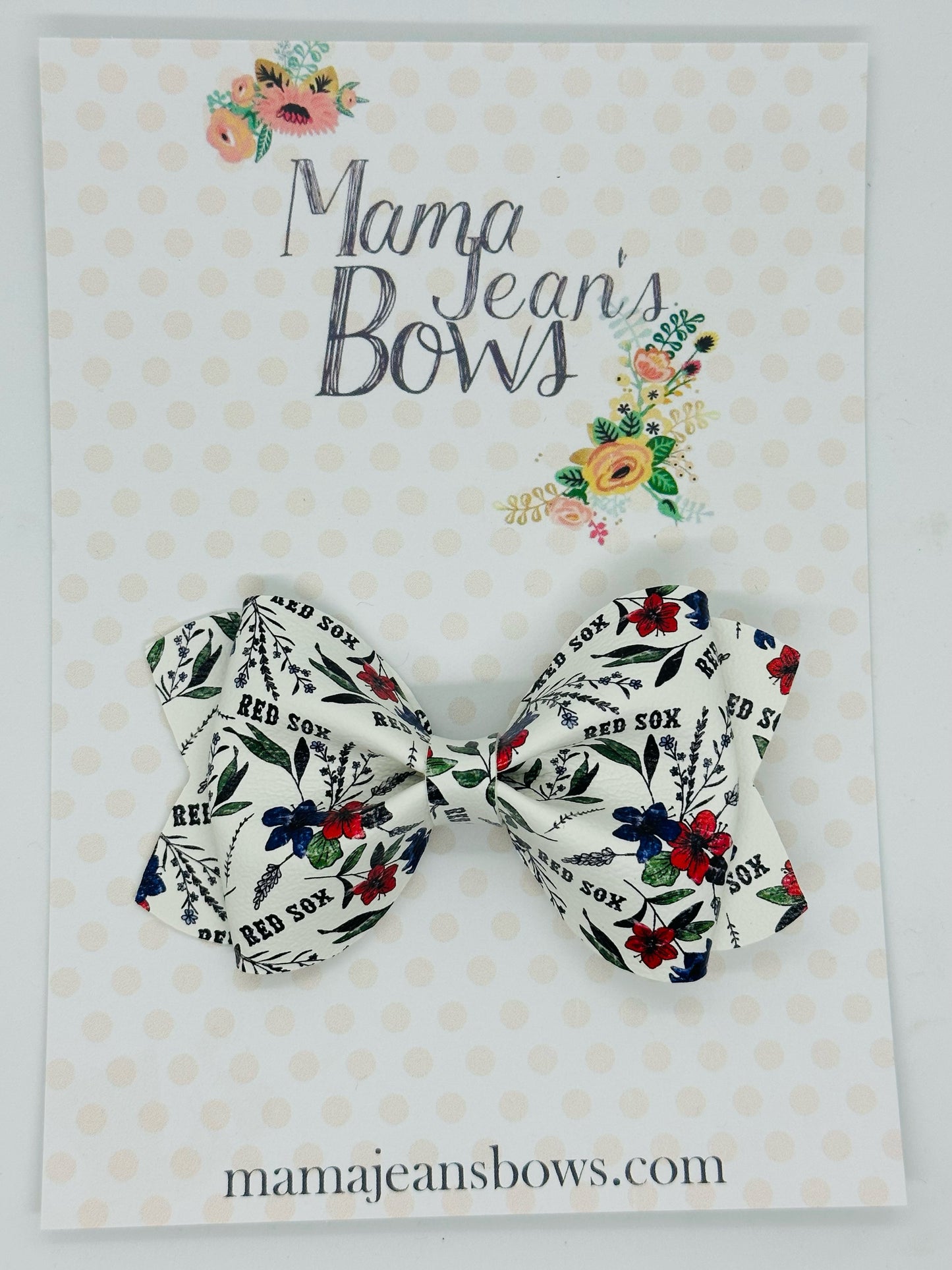 Red Sox Floral LouAnn Hair Bow