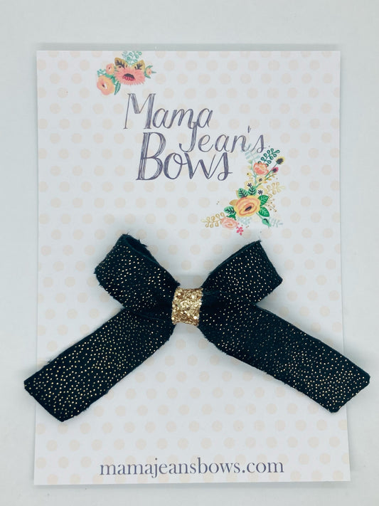 Black Sparkle Plush Lux Hair Bow