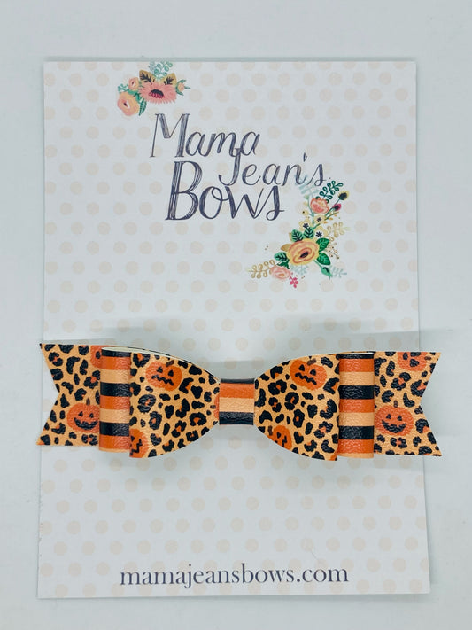 Orange Pumpkin Cheetah Gloria Hair Bow