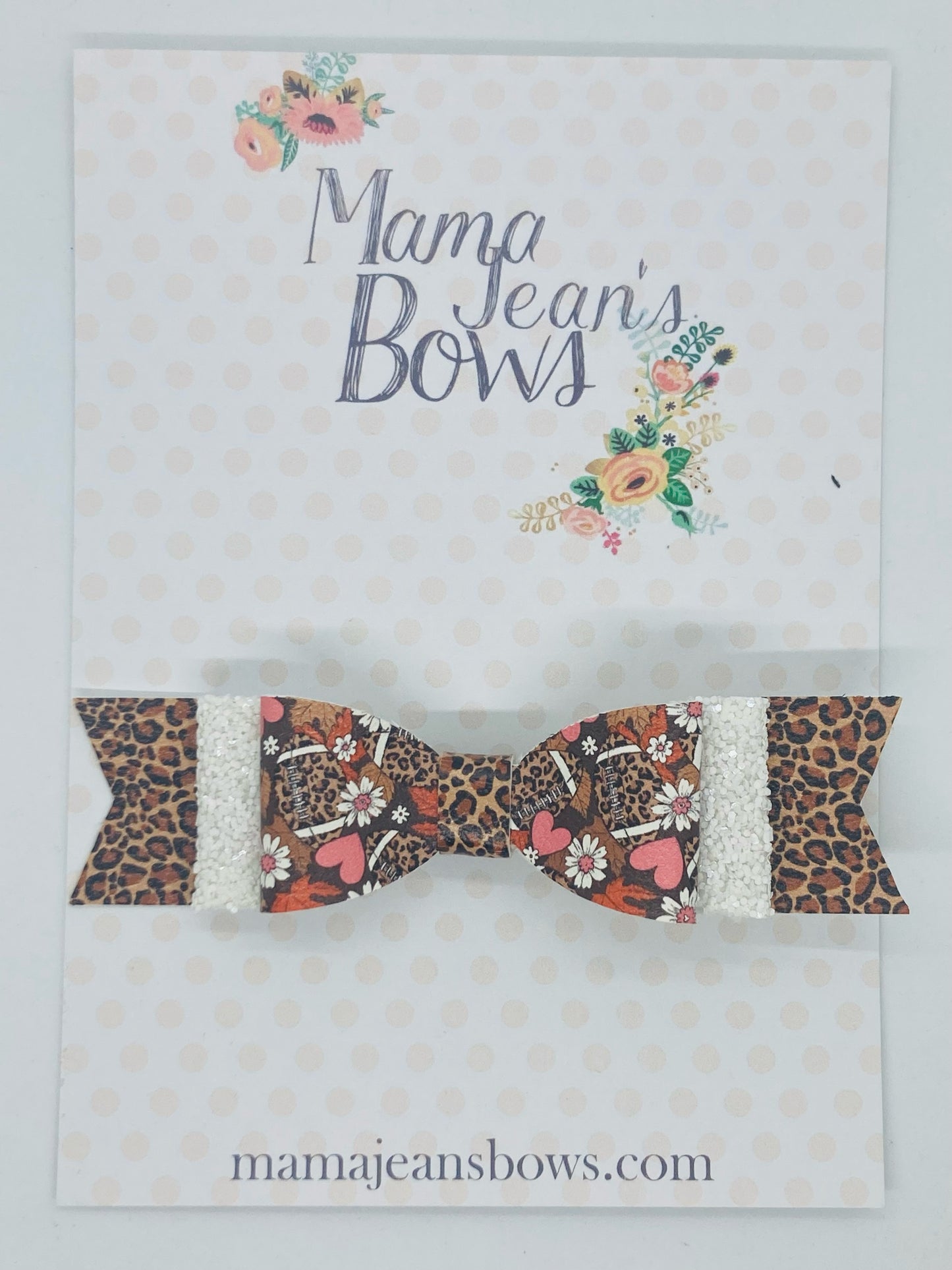 Leopard Floral Footballs Gloria Hair Bow