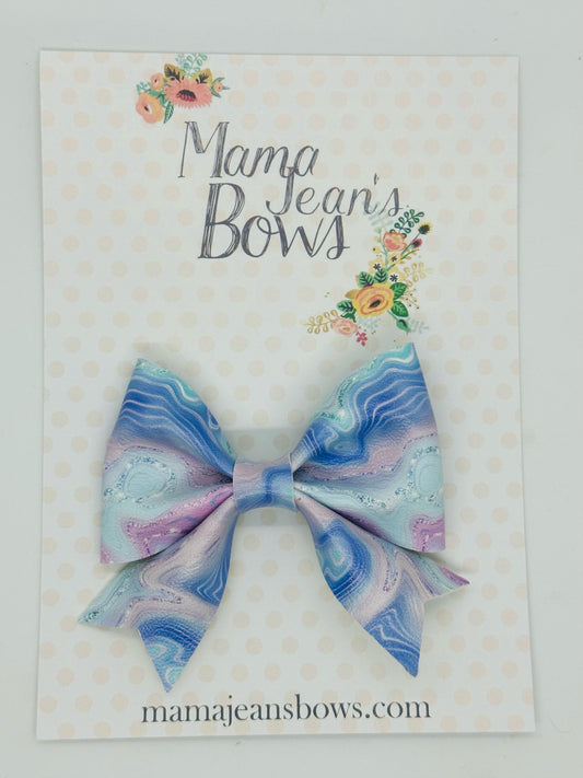 Pink and Blue Crystal Geode Carissa Hair Bow