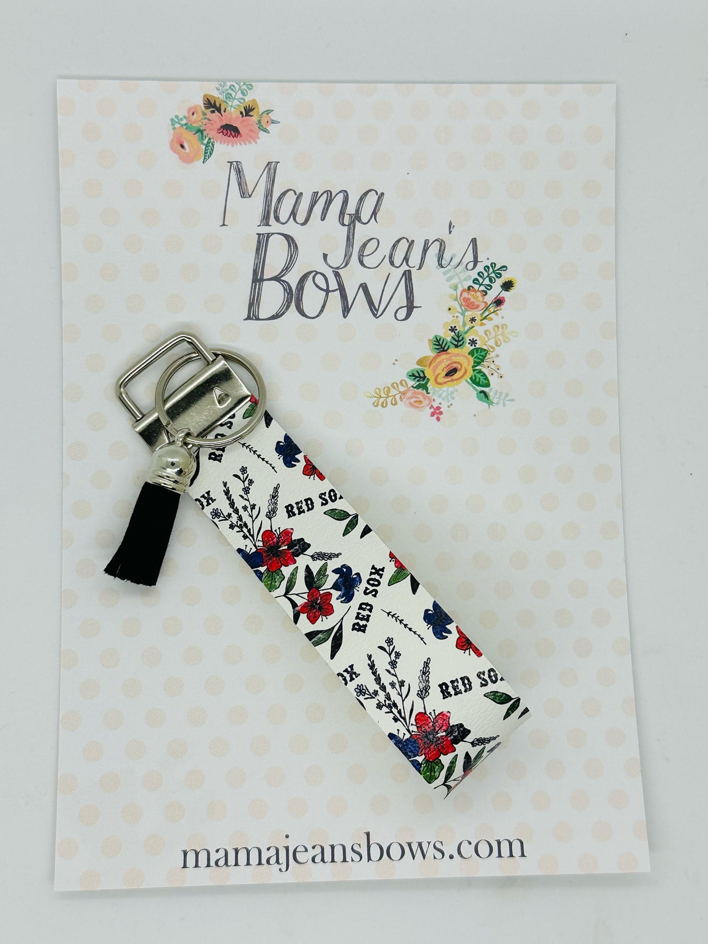 Red Sox Floral Keychain