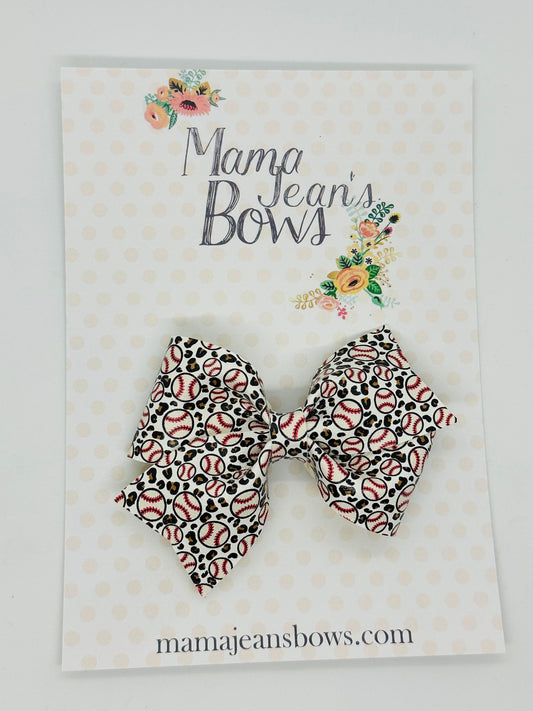 Leopard Baseballs Whitley Hair Bow