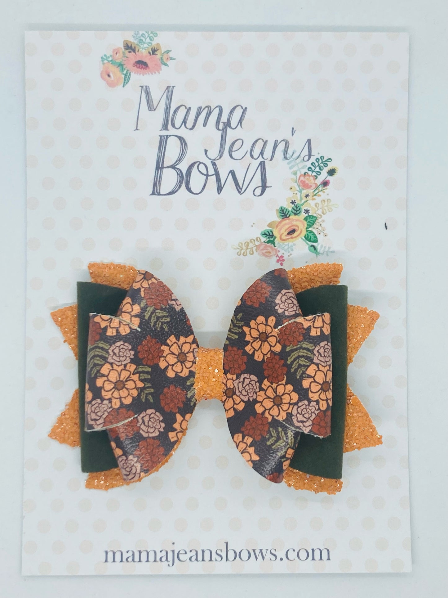 November Blossoms Jade Hair Bow